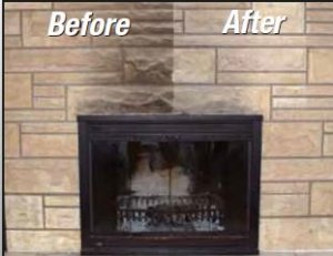 before and after fireplace clean