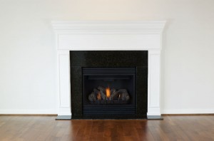 Gas Insert with white mantel and surround