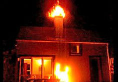 chimney on fire inside a home