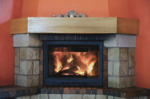 fireplace masonry in orange living room