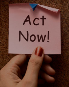 act now on sticky note