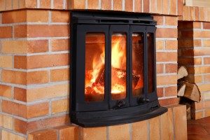 fireplace insert with brick surround